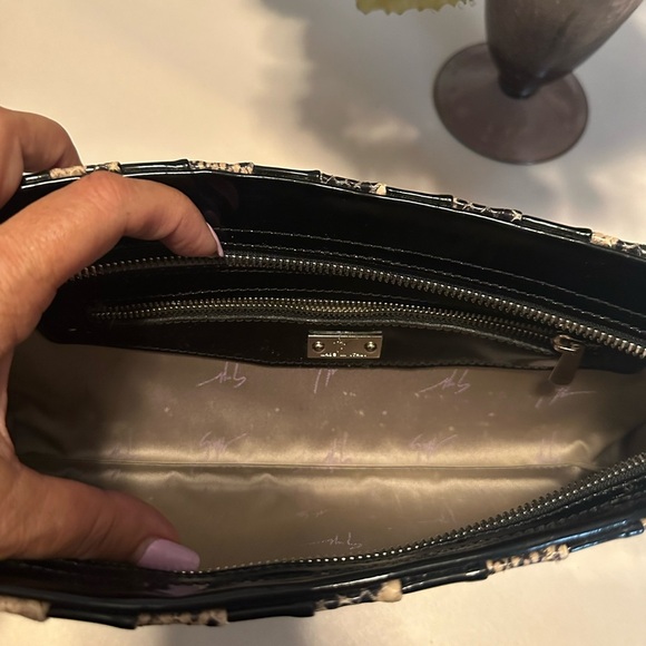Giuseppe Zanotti Clutch Handbag Purse Black Crocodile Texture Authentic Rare - Picture 7 of 9